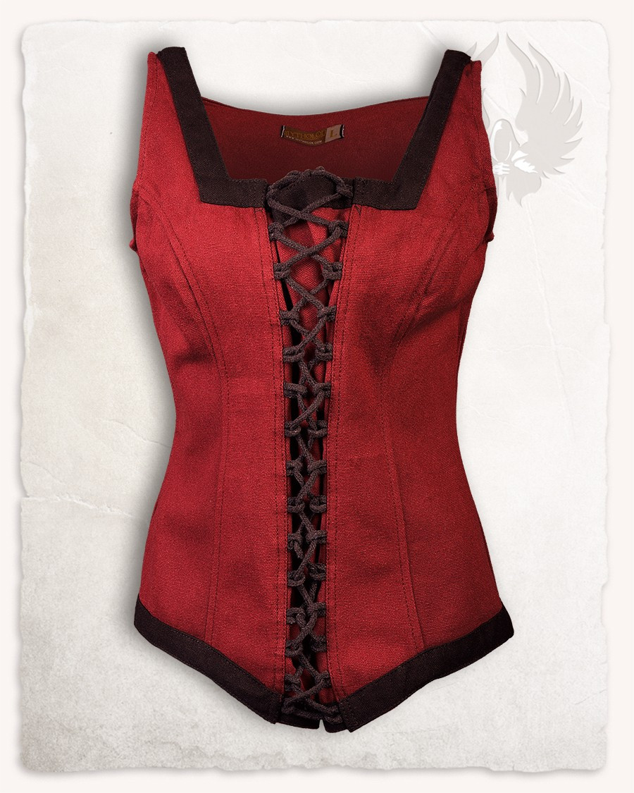 Medieval bodice Ursula model in burgundy cotton