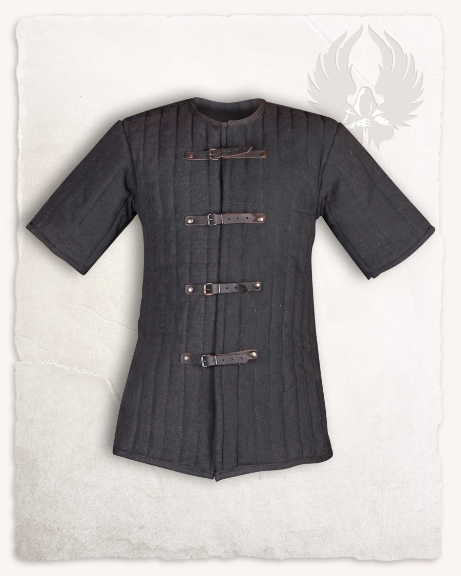 Black short-sleeved medieval gambeson model Gustav