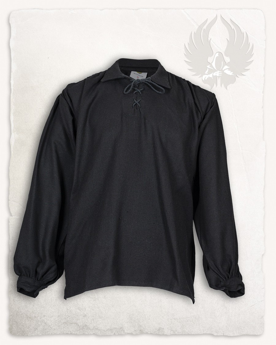 Medieval shirt with ties Jonathan model, black color
