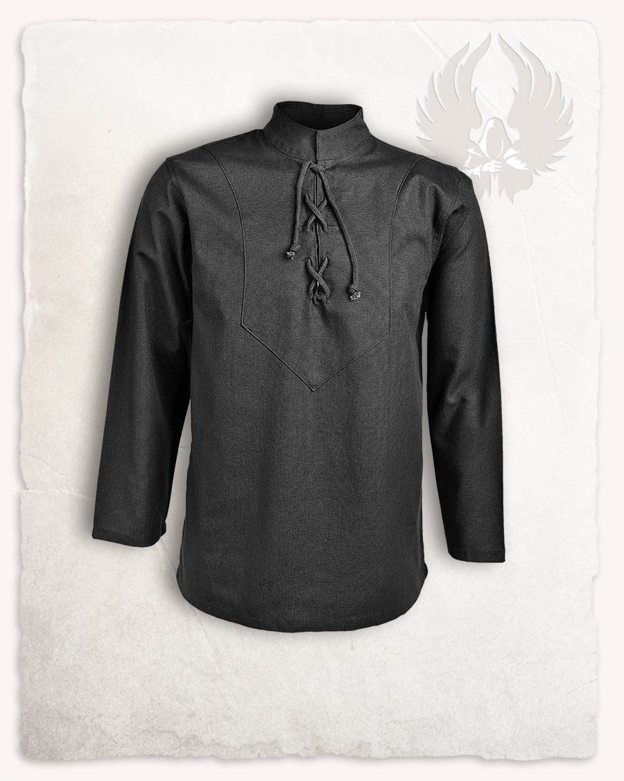 Medieval black cotton shirt Leomar model