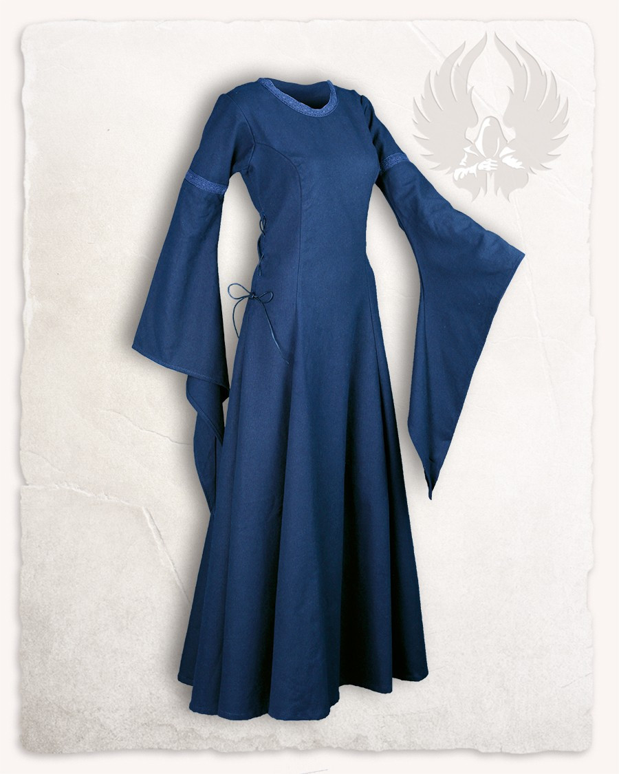 Medieval dress in premium cotton model Lenora, blue