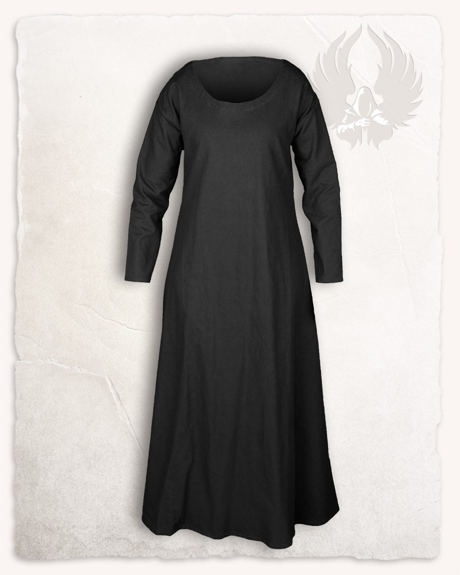 Medieval tunic for women in black cotton Lenora model