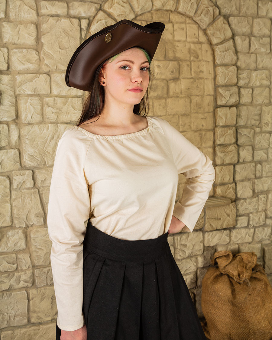 Pirate blouse for women model Amelia, natural white