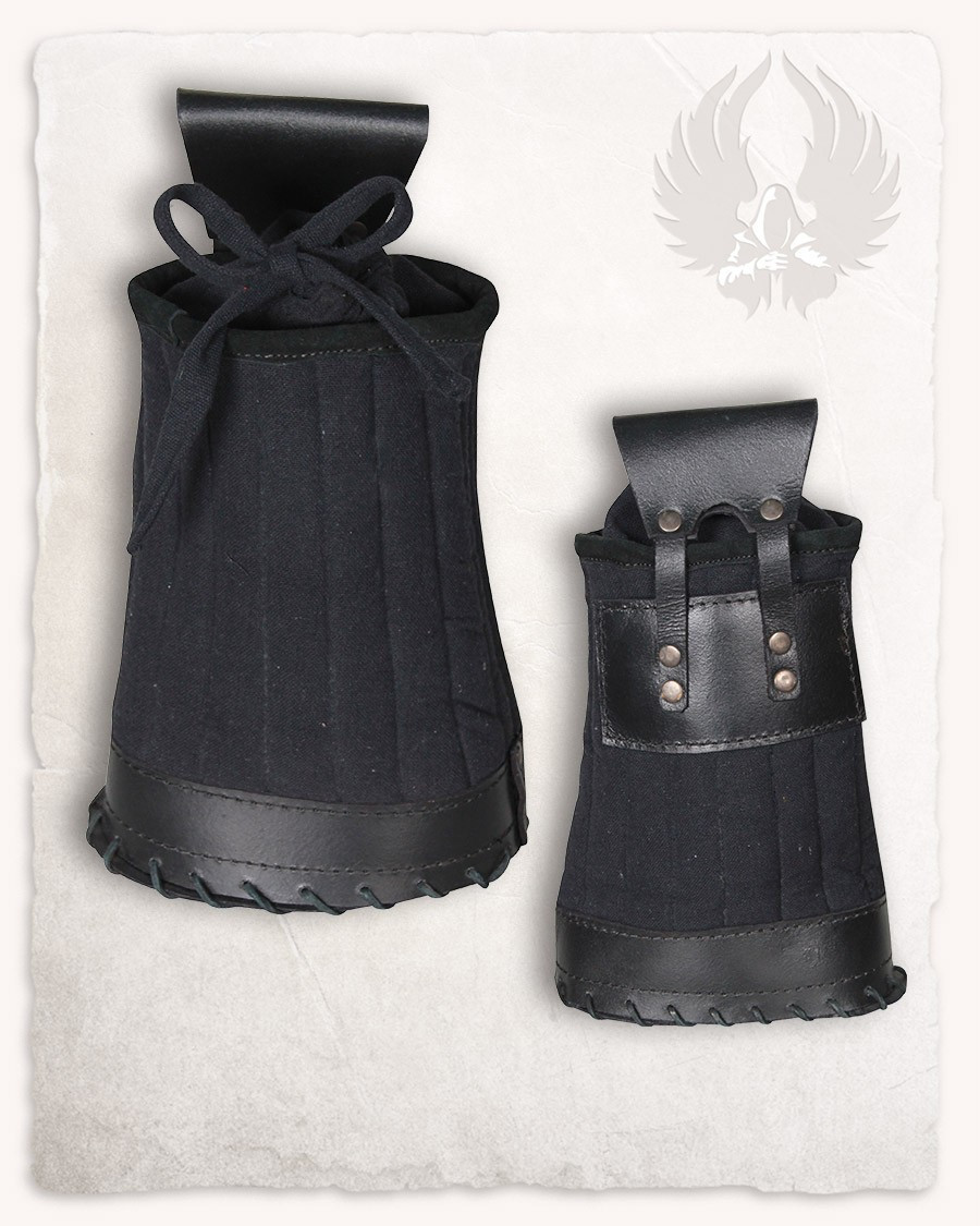 Medieval cotton and leather quiver Arnulf model, black color