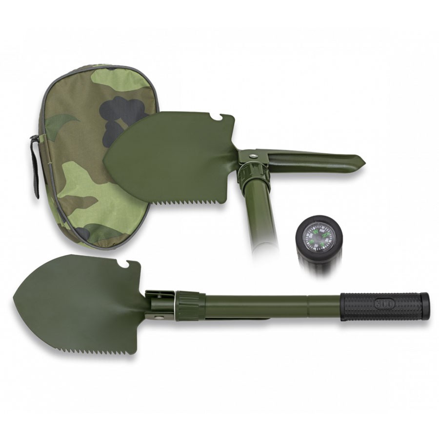 folding shovel with compass