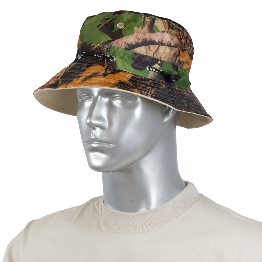 Brown forest camo bucket hat