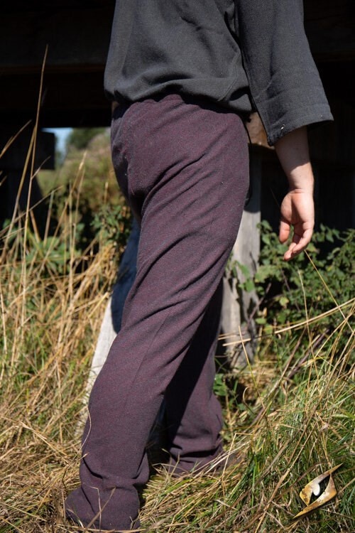 Viking pants herringbone pattern model Arvid, grey-burgundy