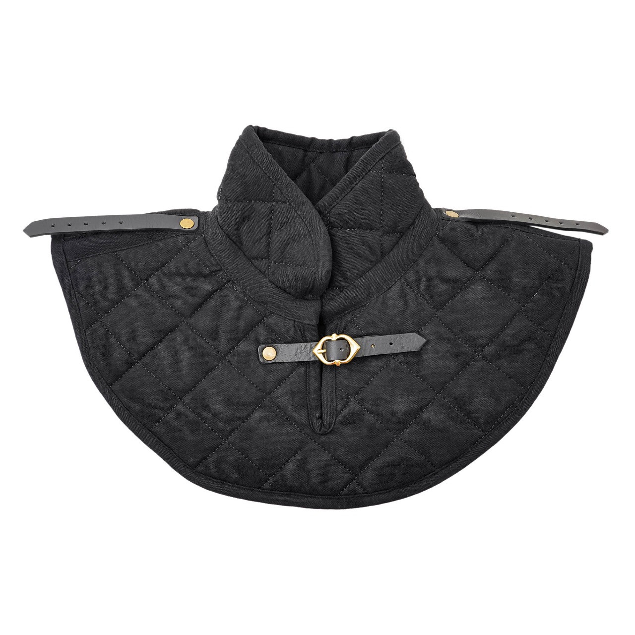 Medieval black gorget padded high neck in cotton