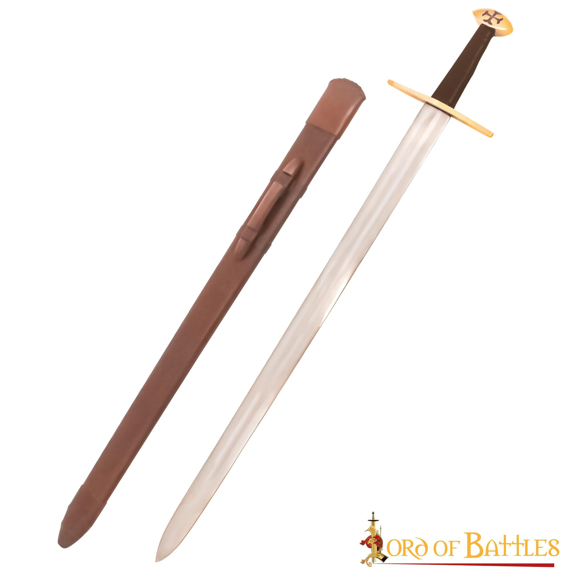 One-handed Templar functional sword with walnut pommel