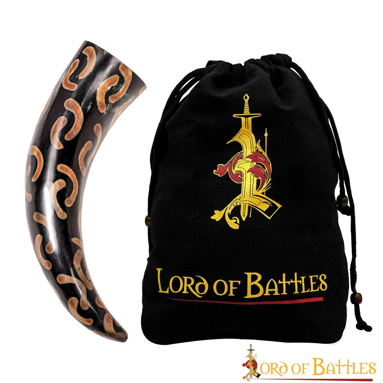 Ox horn for drinking Half Moons design