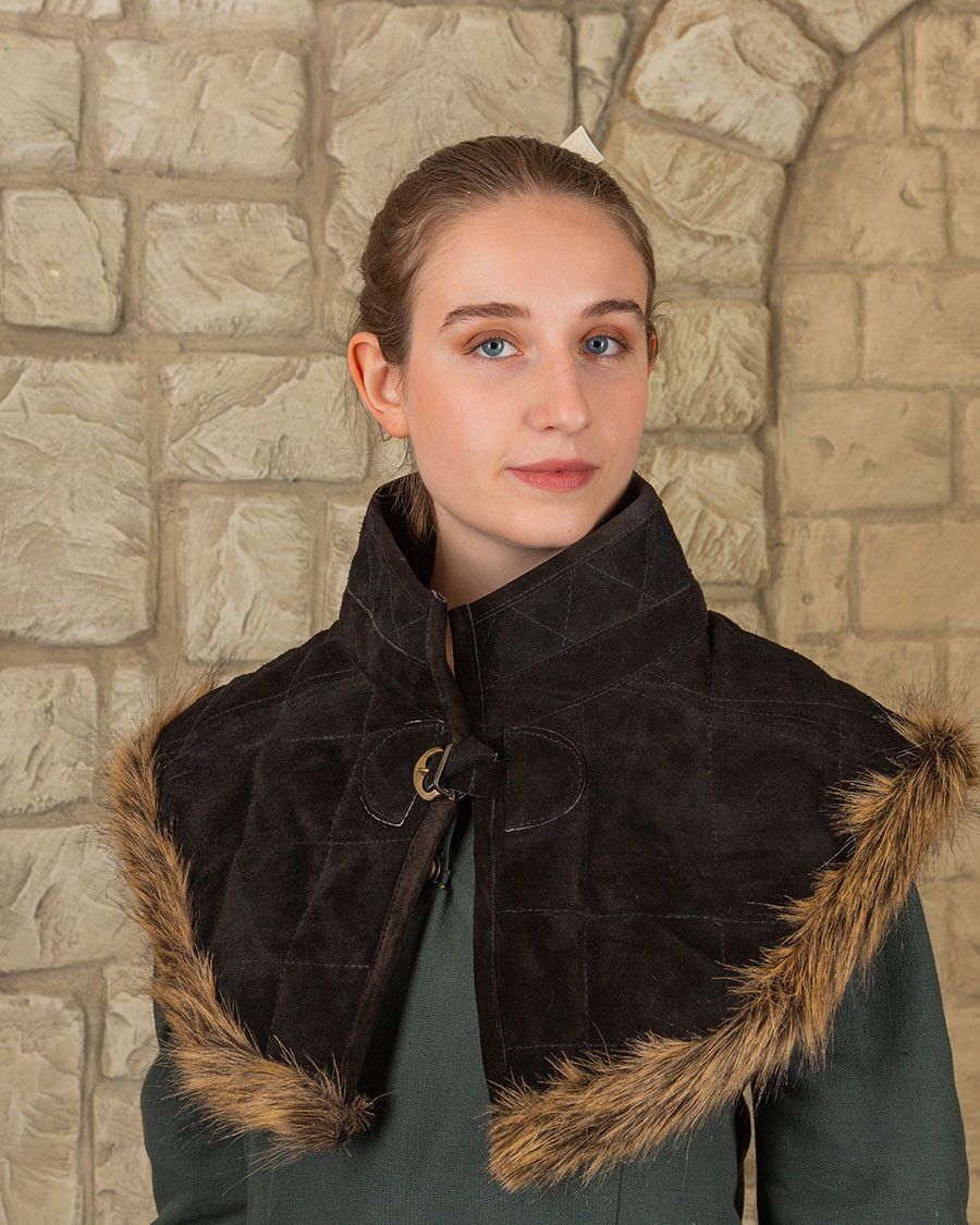 Nimue medieval gorget in suede - Black