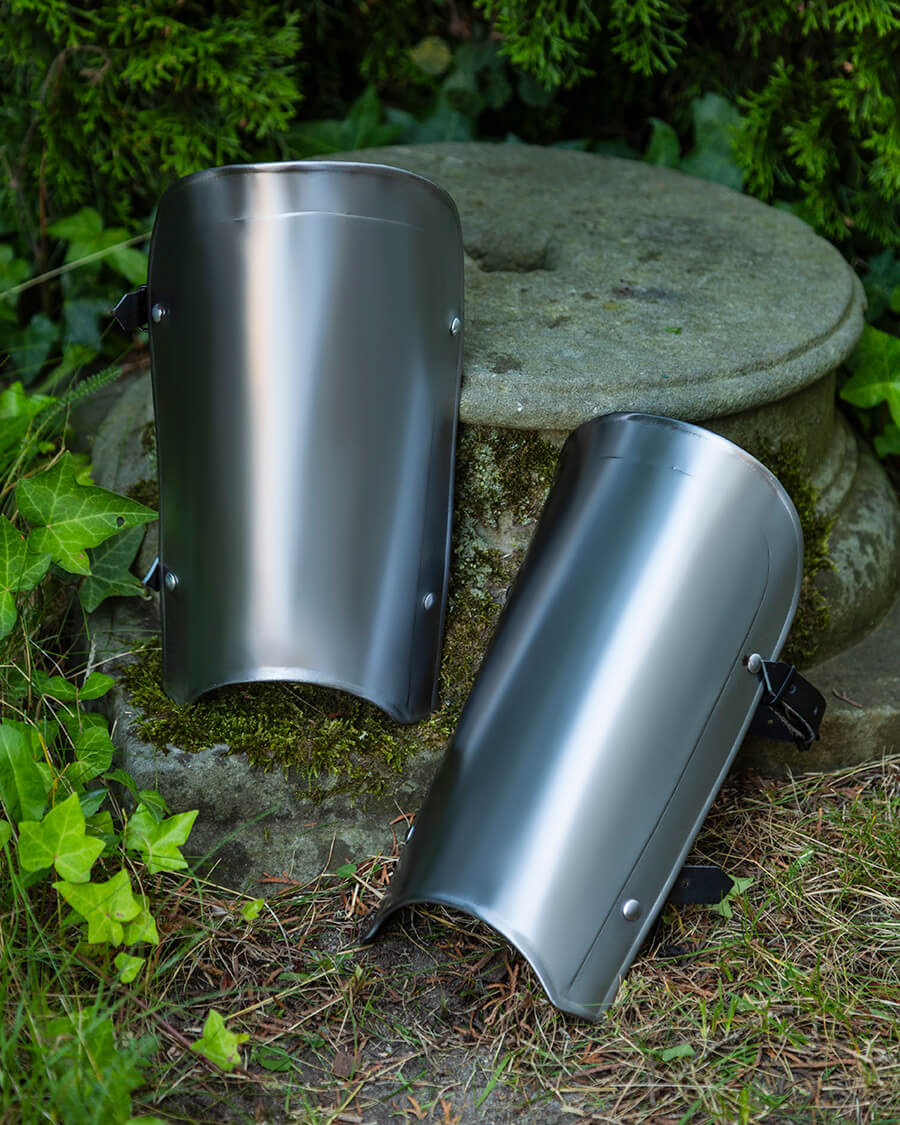 Medieval Lucas greaves in steel