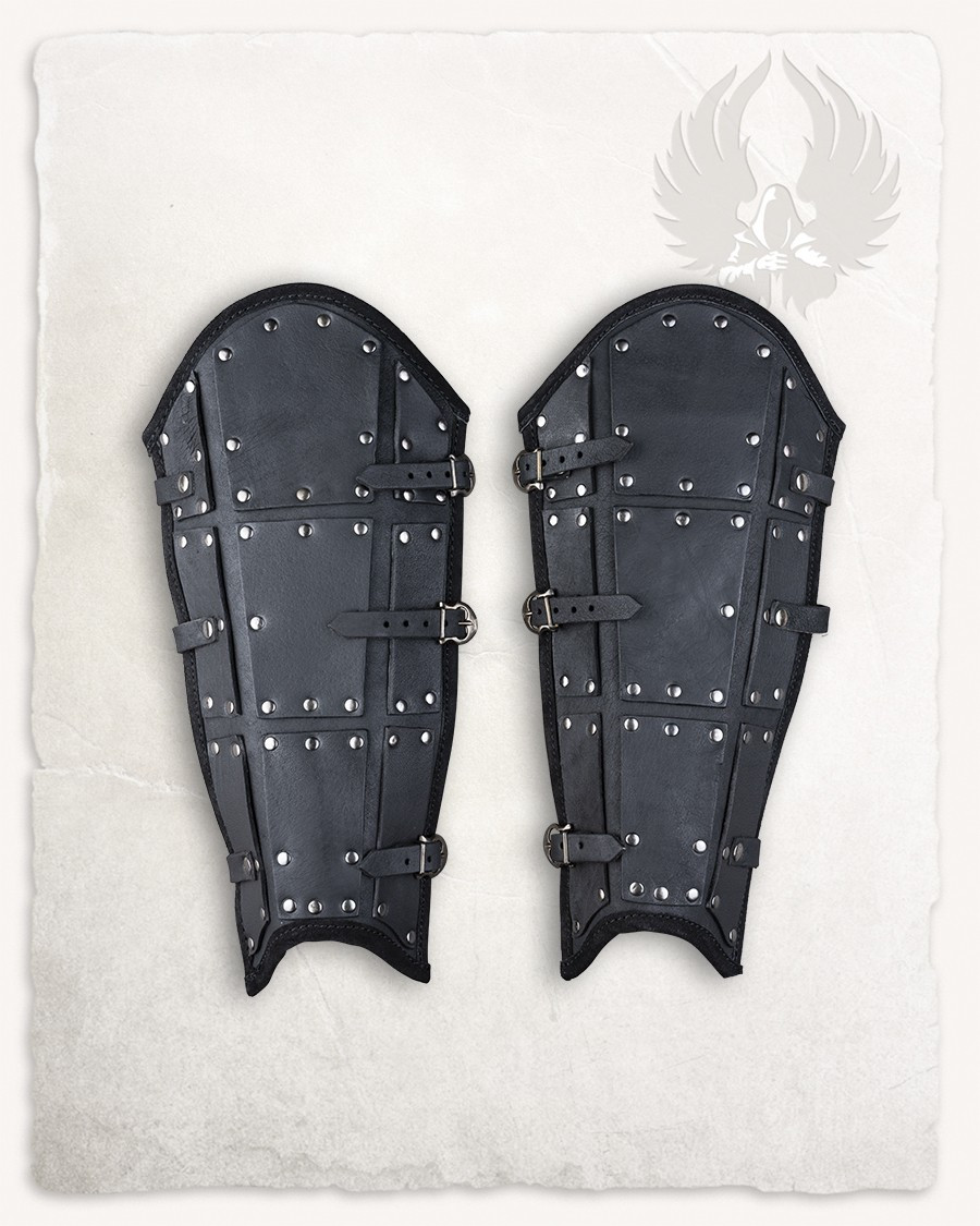 Black upper leather greaves Quintus models