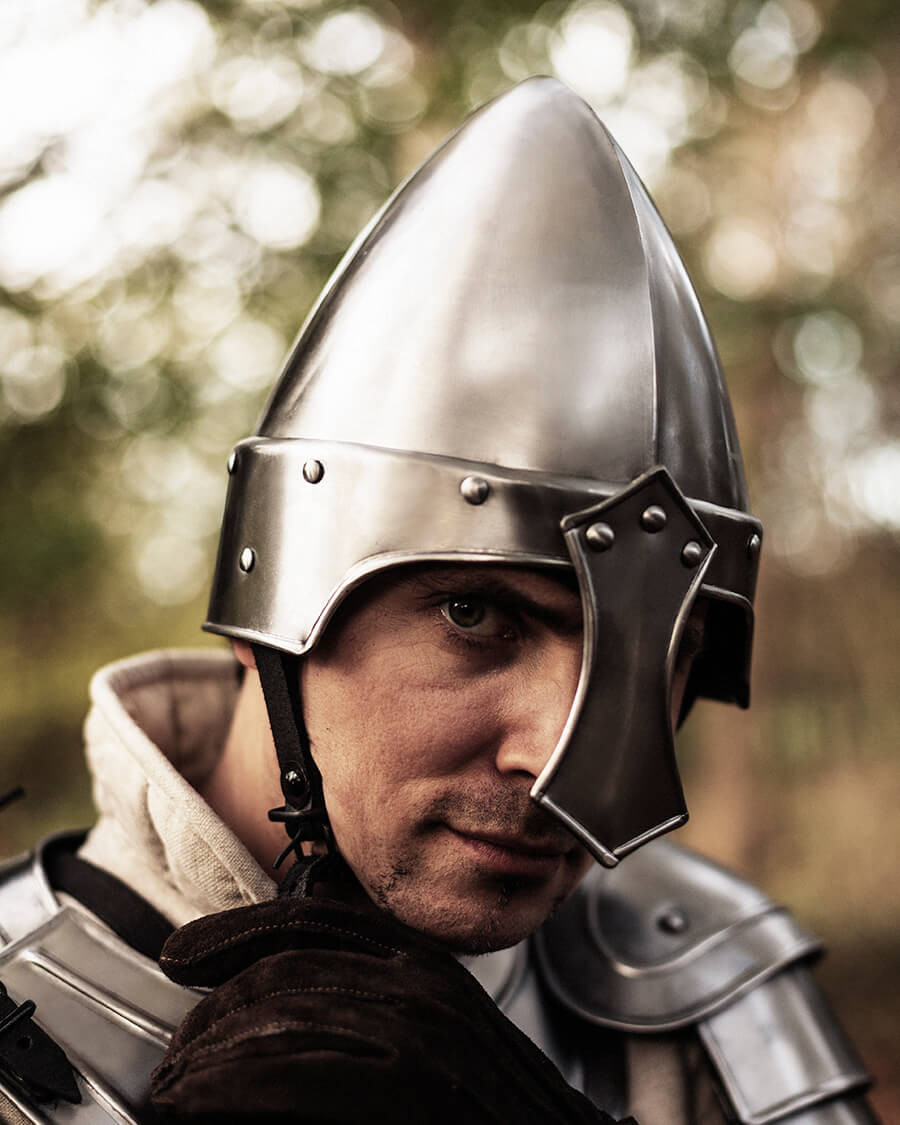 Norman helmet with nose Eindal model, polished steel