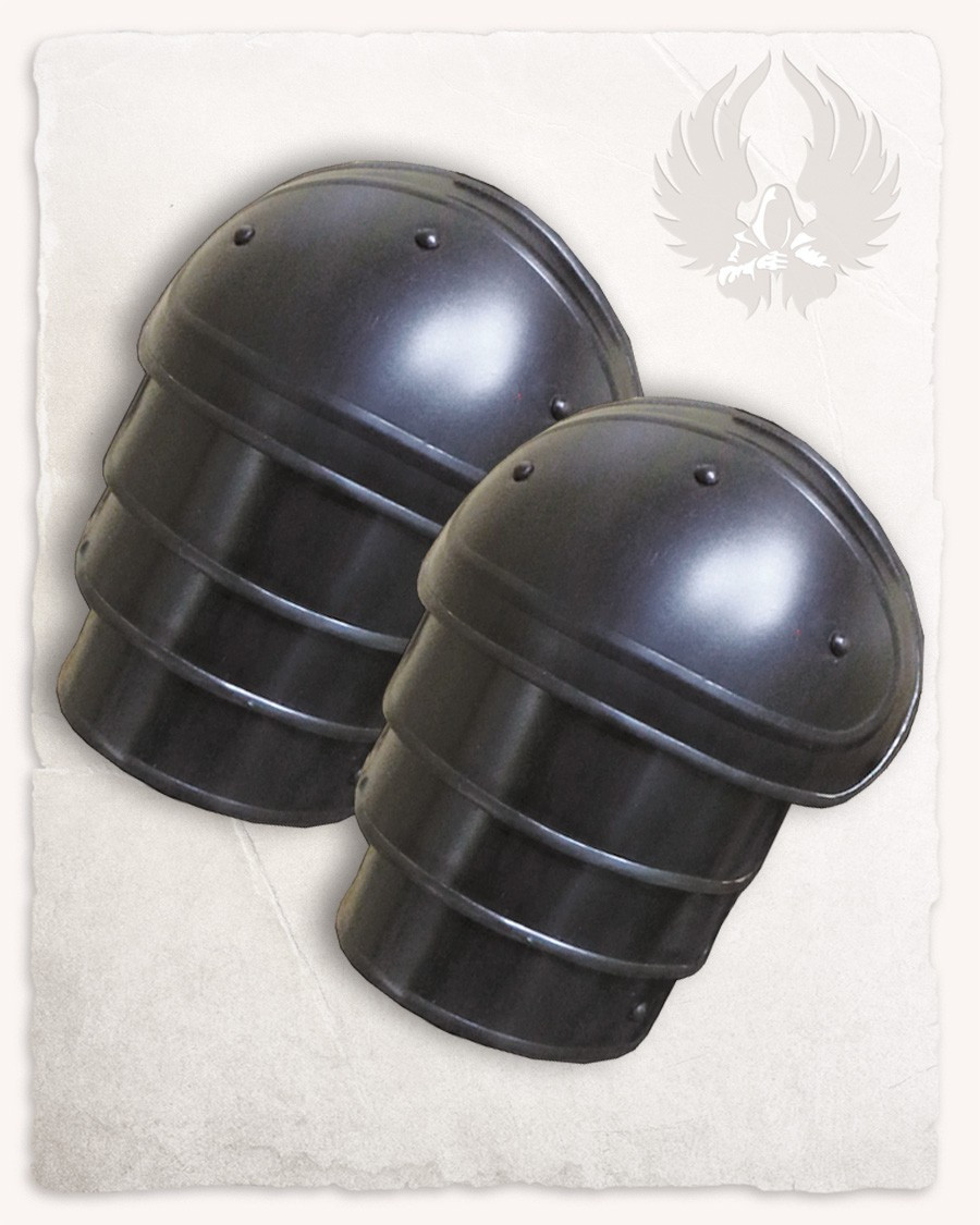 Medieval shoulder pads in blackened steel Adam model