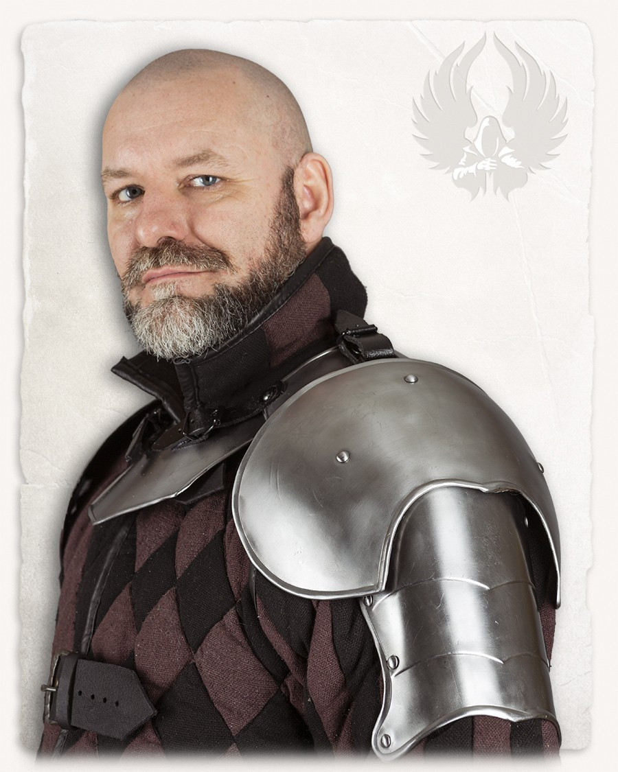 Large medieval shoulder pads, Markward model, polished finish