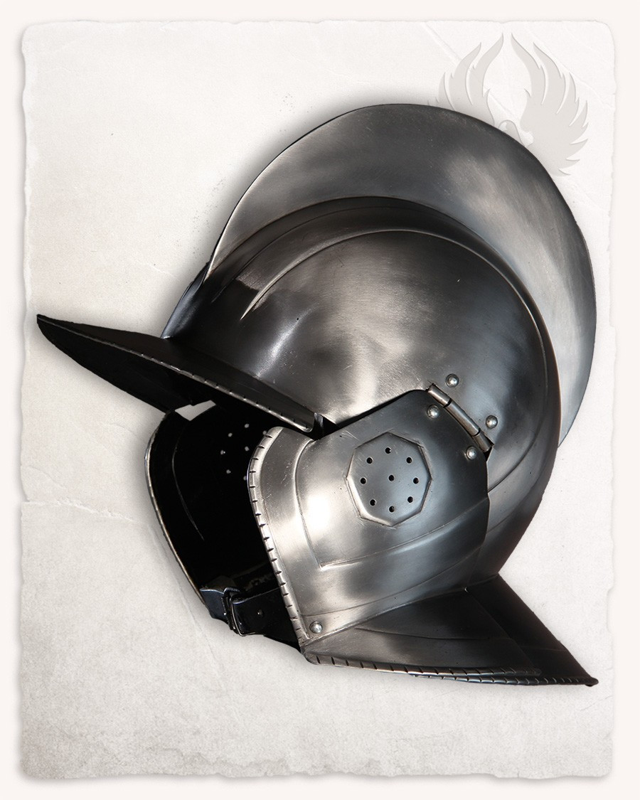 Burgundy helmet polished steel Kaspar model