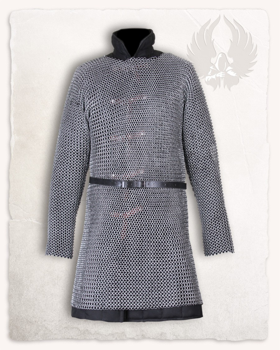 Long medieval chain mail model Richard, steel finish