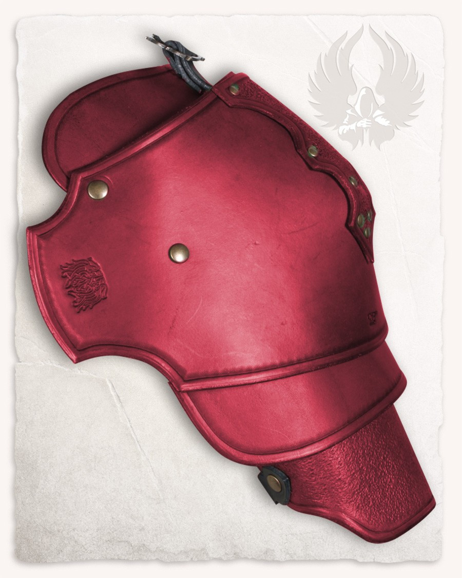Red leather shoulder pads Mantikor model