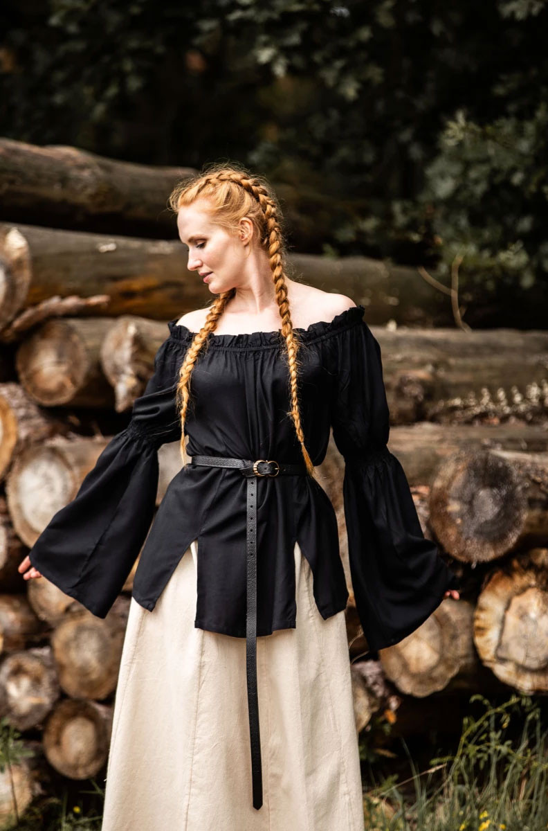 Classic medieval blouse model Emma, black color