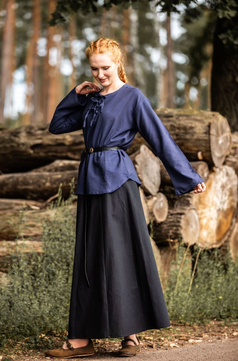 Medieval blouse model Tilda, blue color