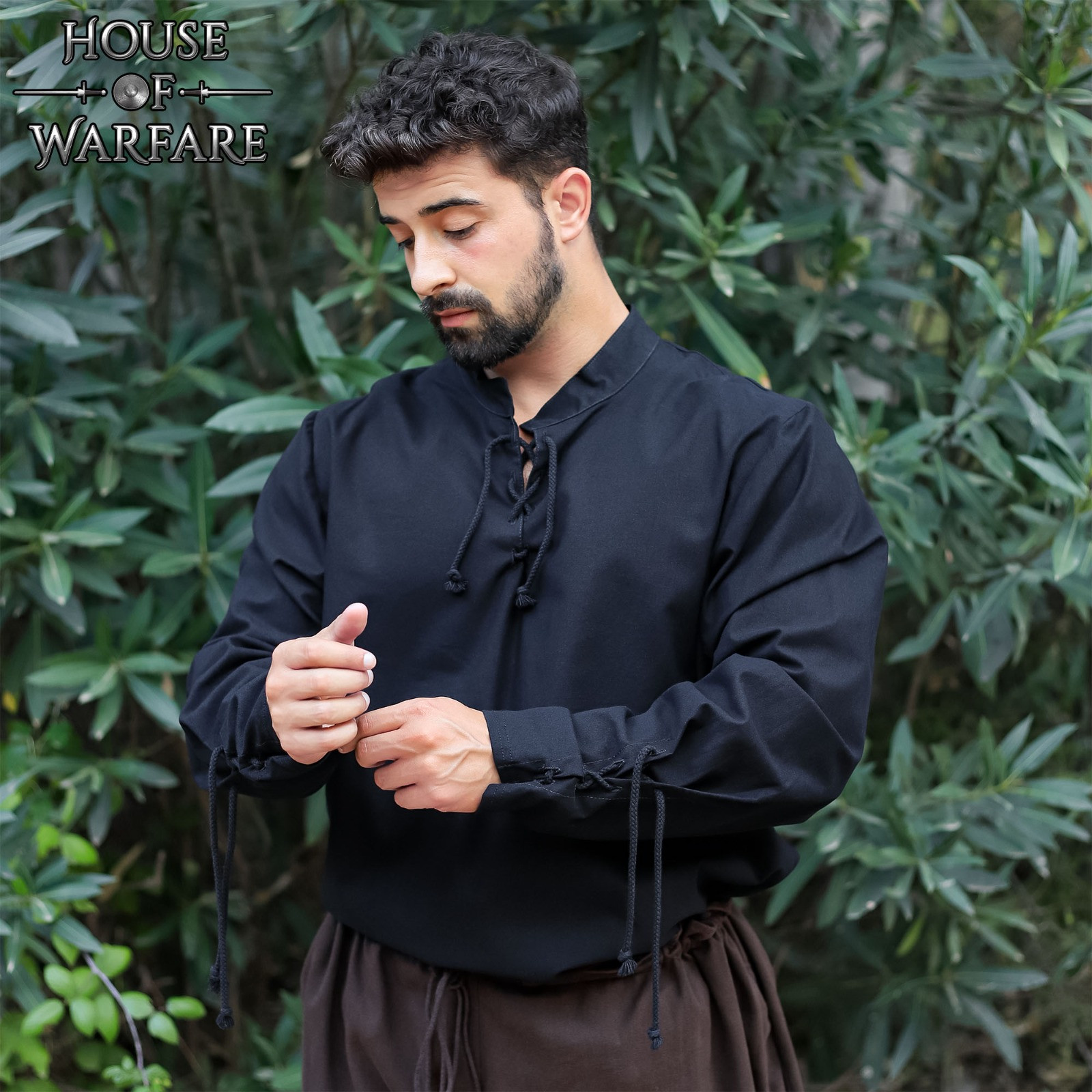 Medieval cotton shirt Luigi model, black