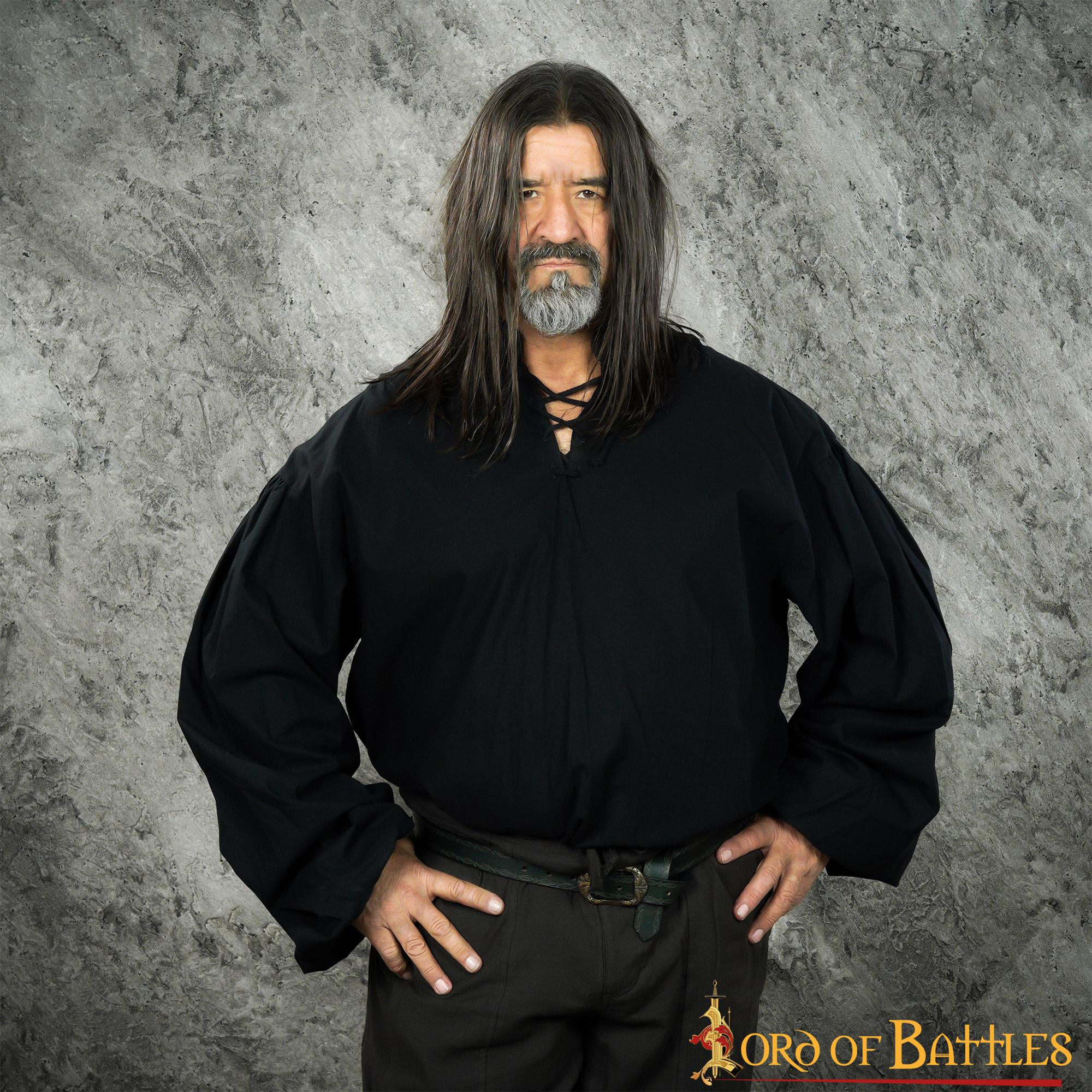 Medieval cotton shirt Usna model, black