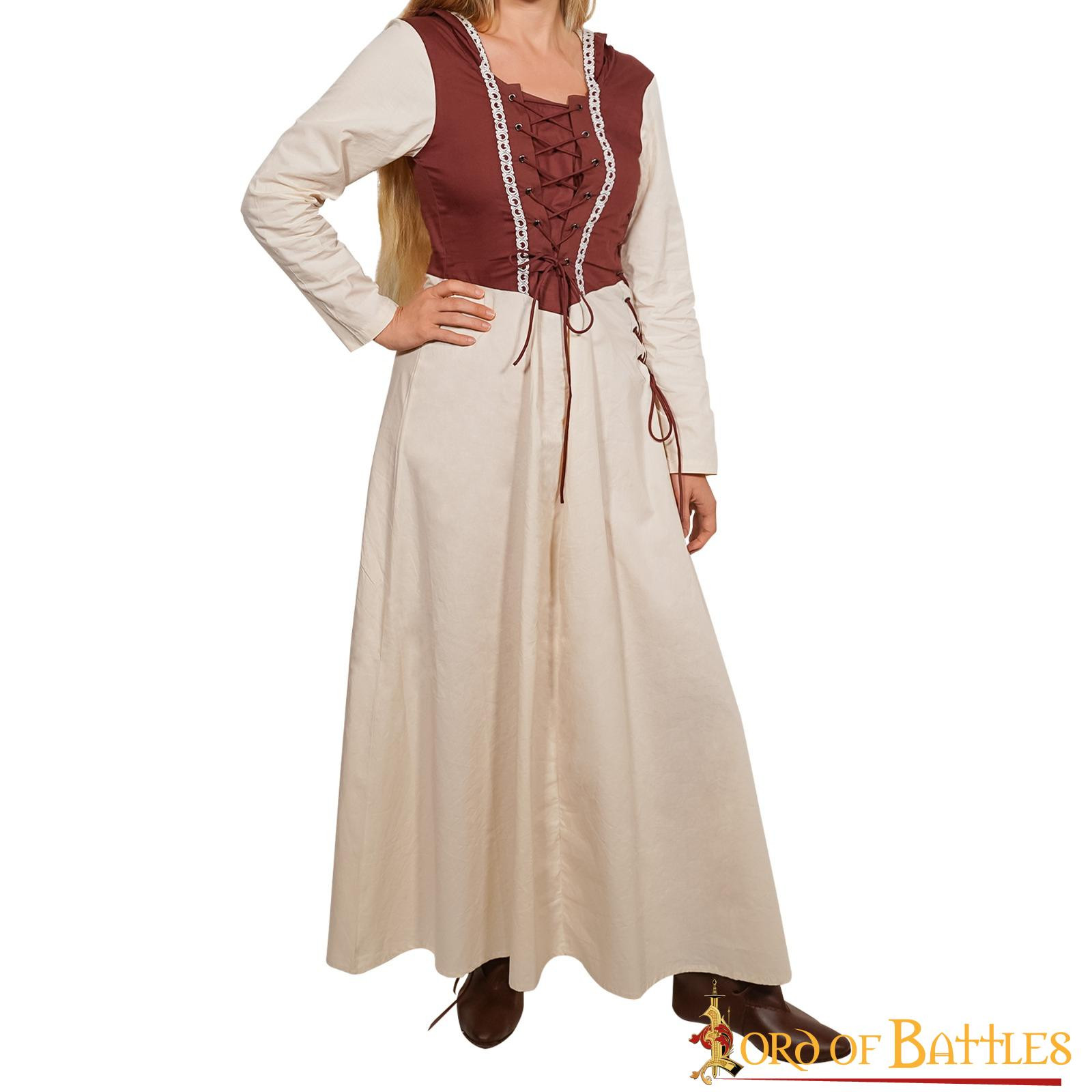 Medieval cotton dress maiden model