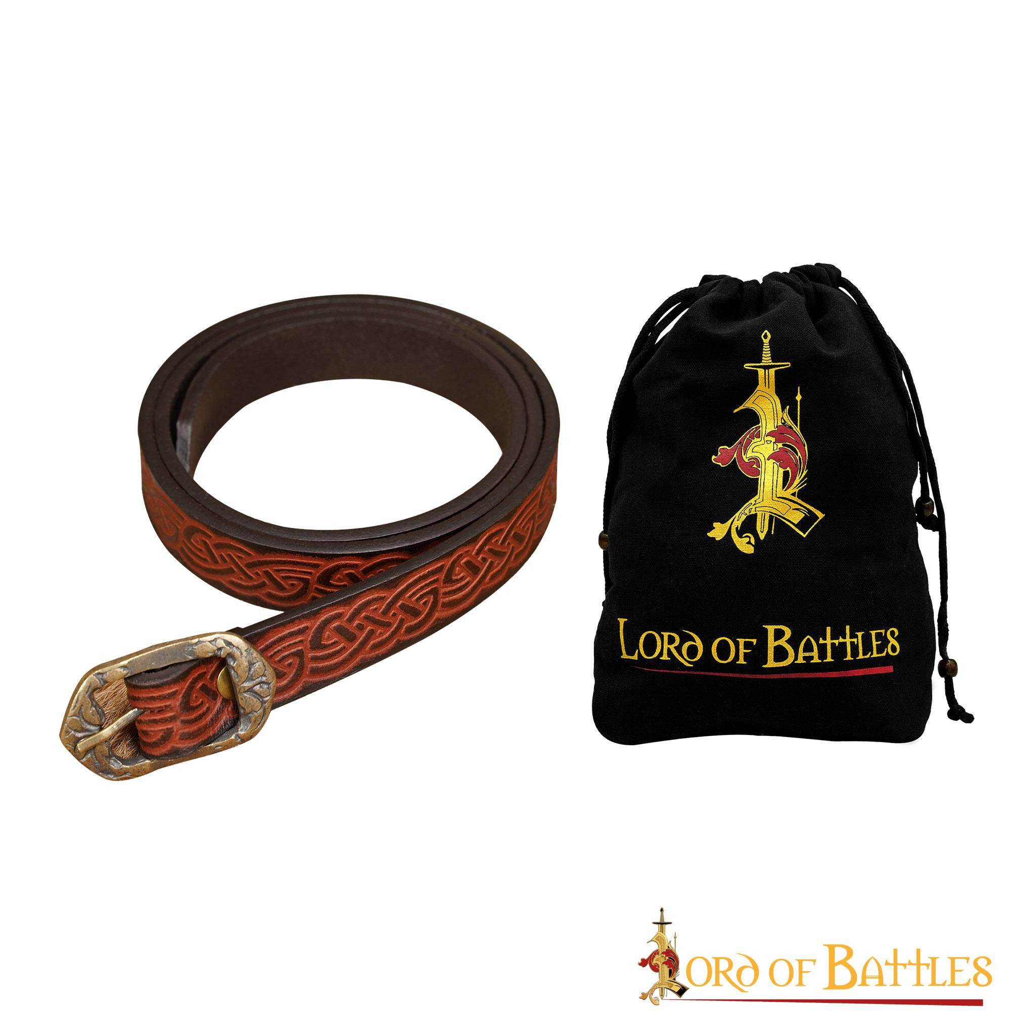Medieval leather belt with embossed Celtic knots