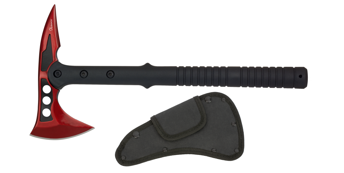 Albainox brand tactical ax red - black with sheath
