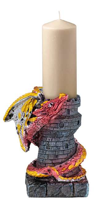 Fantasy resin candlestick dragon tower model (10 cm.)