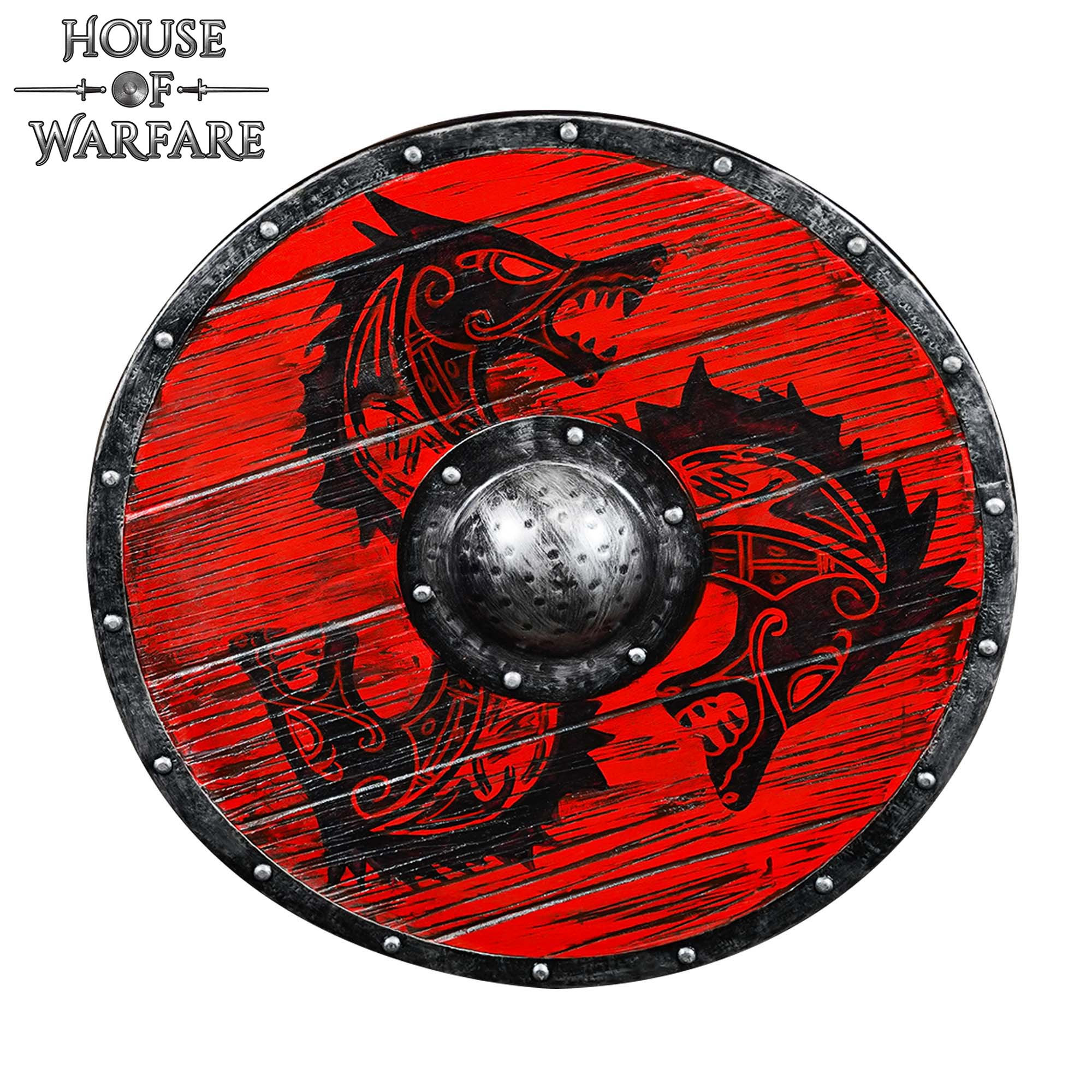 Viking round wooden shield Fenrir model