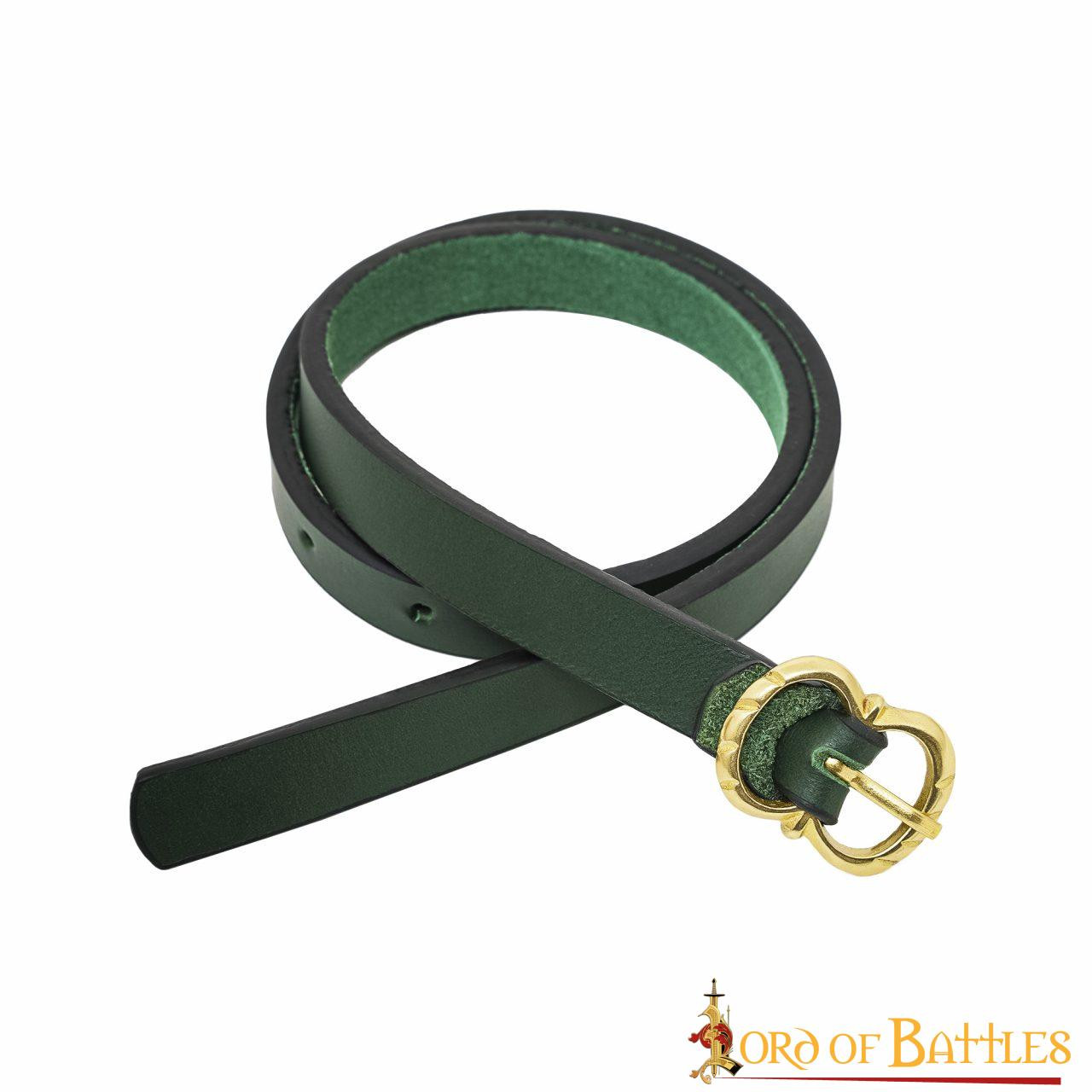 Medieval Renaissance leather belt, green color