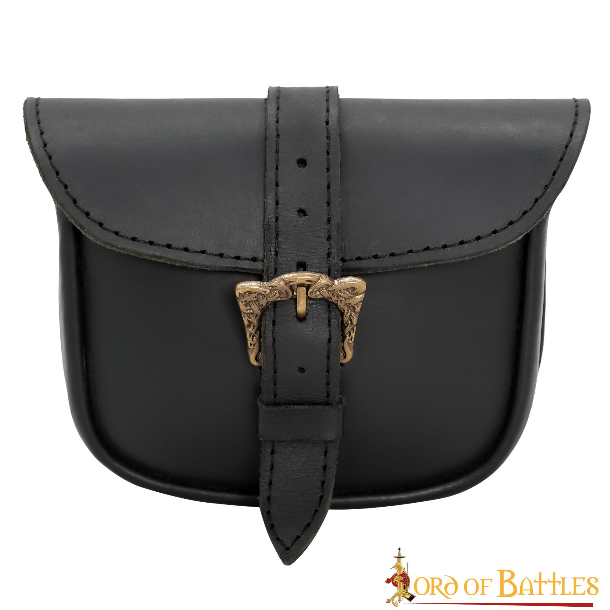 Leather bag with Celtic brass buckle