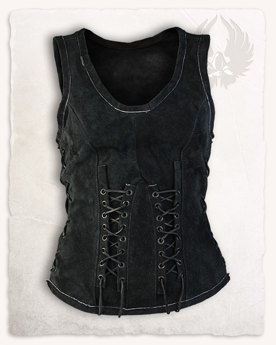 Medieval leather bodice model Sarina, black