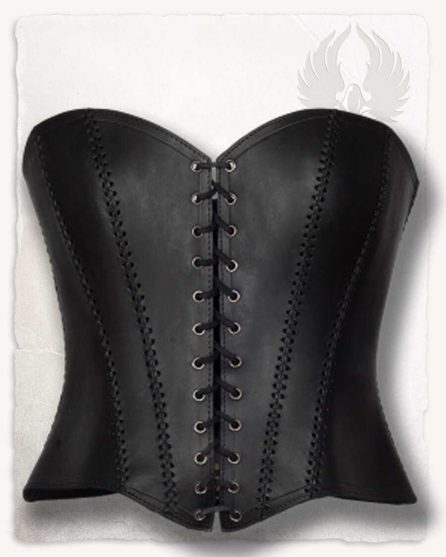 Medieval leather bodice model Tamara, black