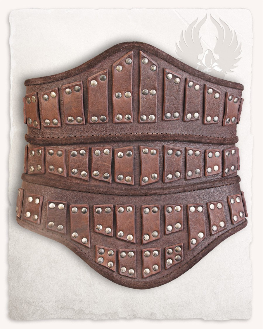 Medieval leather bodice model Evandra, brown