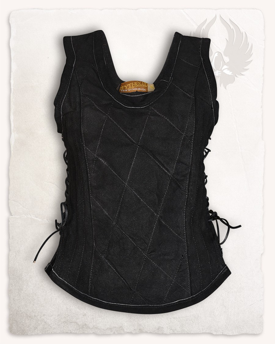 Medieval leather bodice model Lucy, black