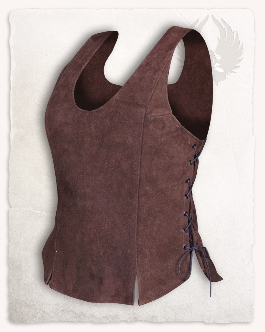 Medieval leather bodice model Lisa, brown