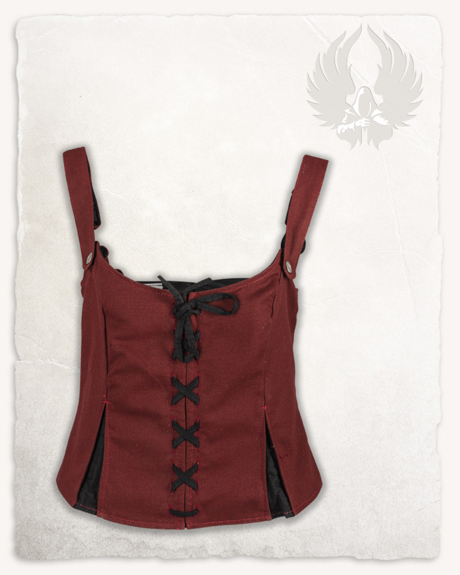 Medieval leather bodice model Lea, burgundy