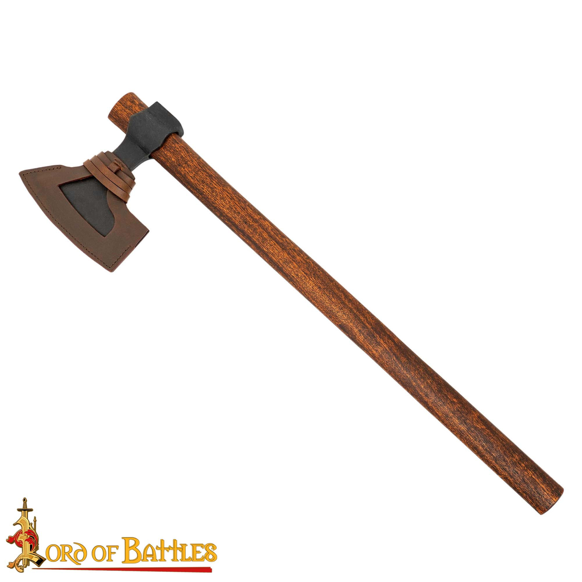 Viking steel ax with leather sheath (58.5 cm.)