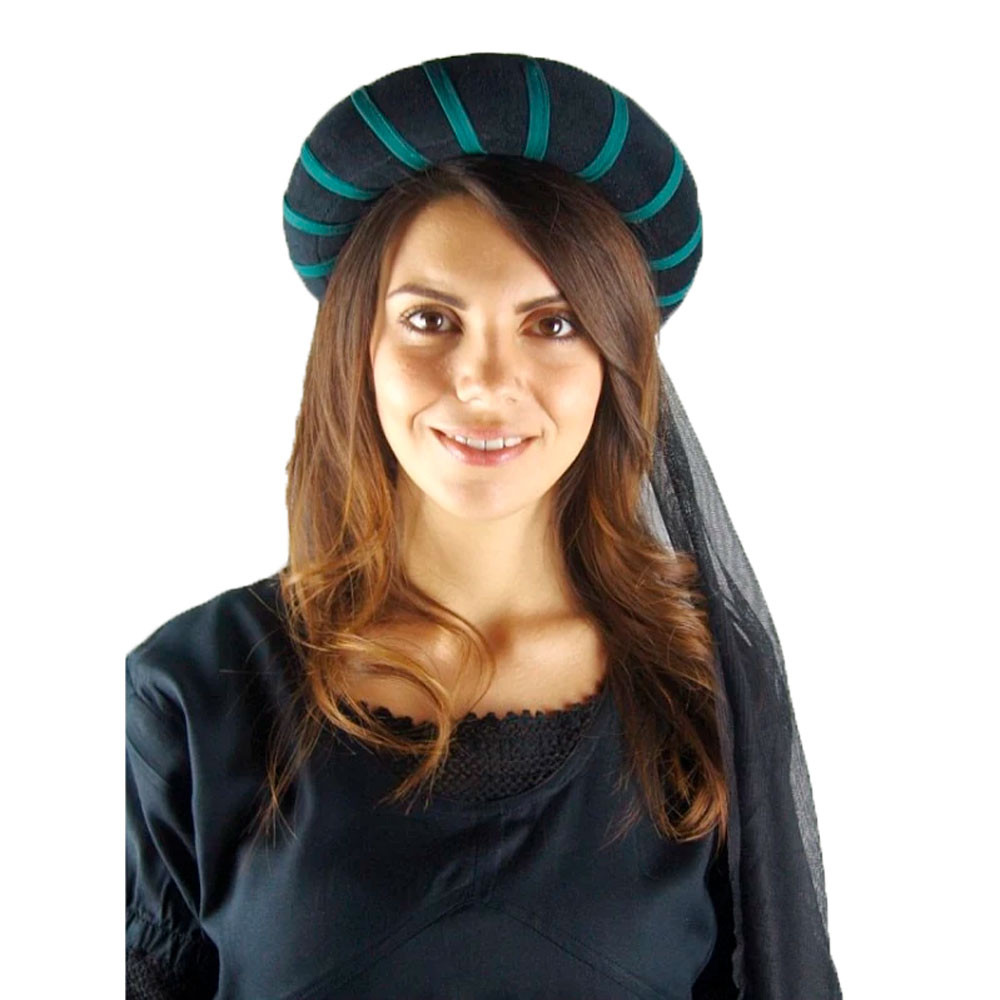 Medieval headdress for women, black-green