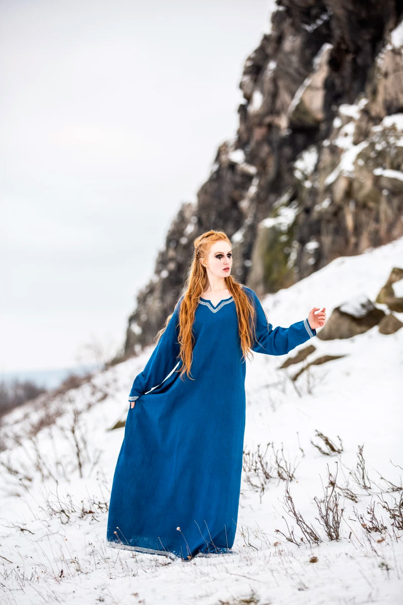 Viking cotton dress Brígida model, blue