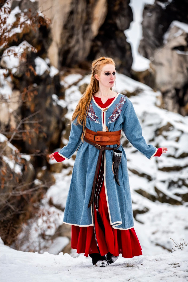 Viking coat for women Birka Skadi model, blue