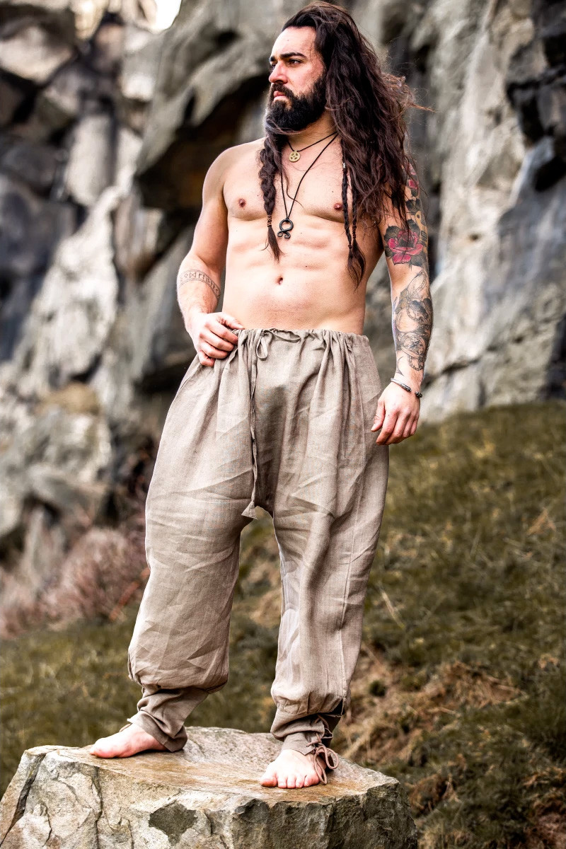 Wodan linen Viking pants, gray