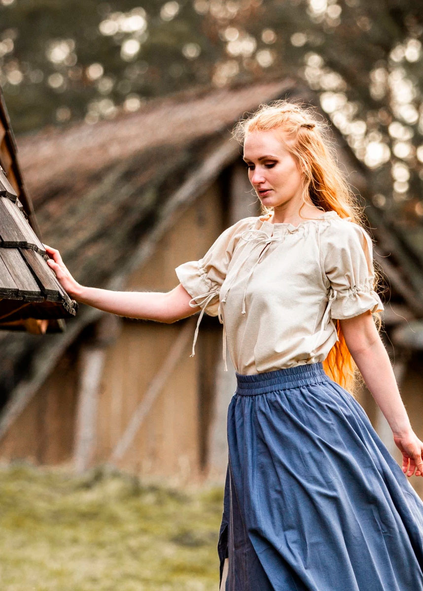 Medieval short sleeve blouse Verena model, natural white