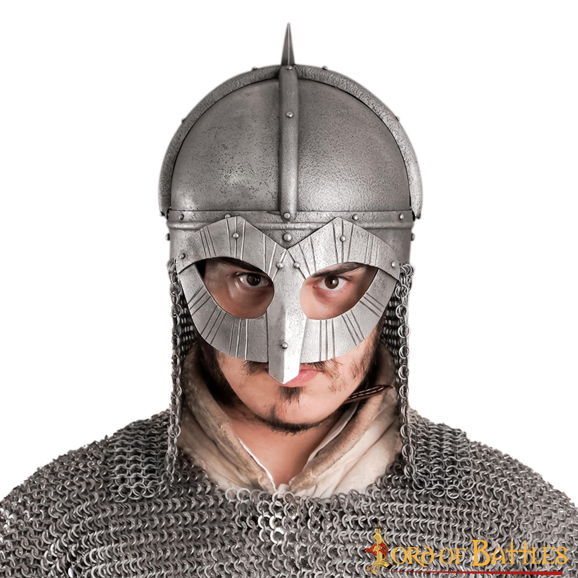 Viking steel helmet with leather lining, Gjermundbu model