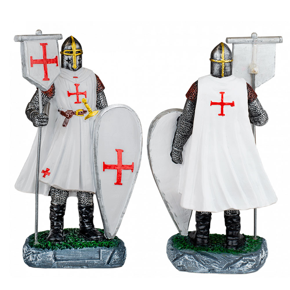 Templar knight miniature with banner and shield (8 cm.)