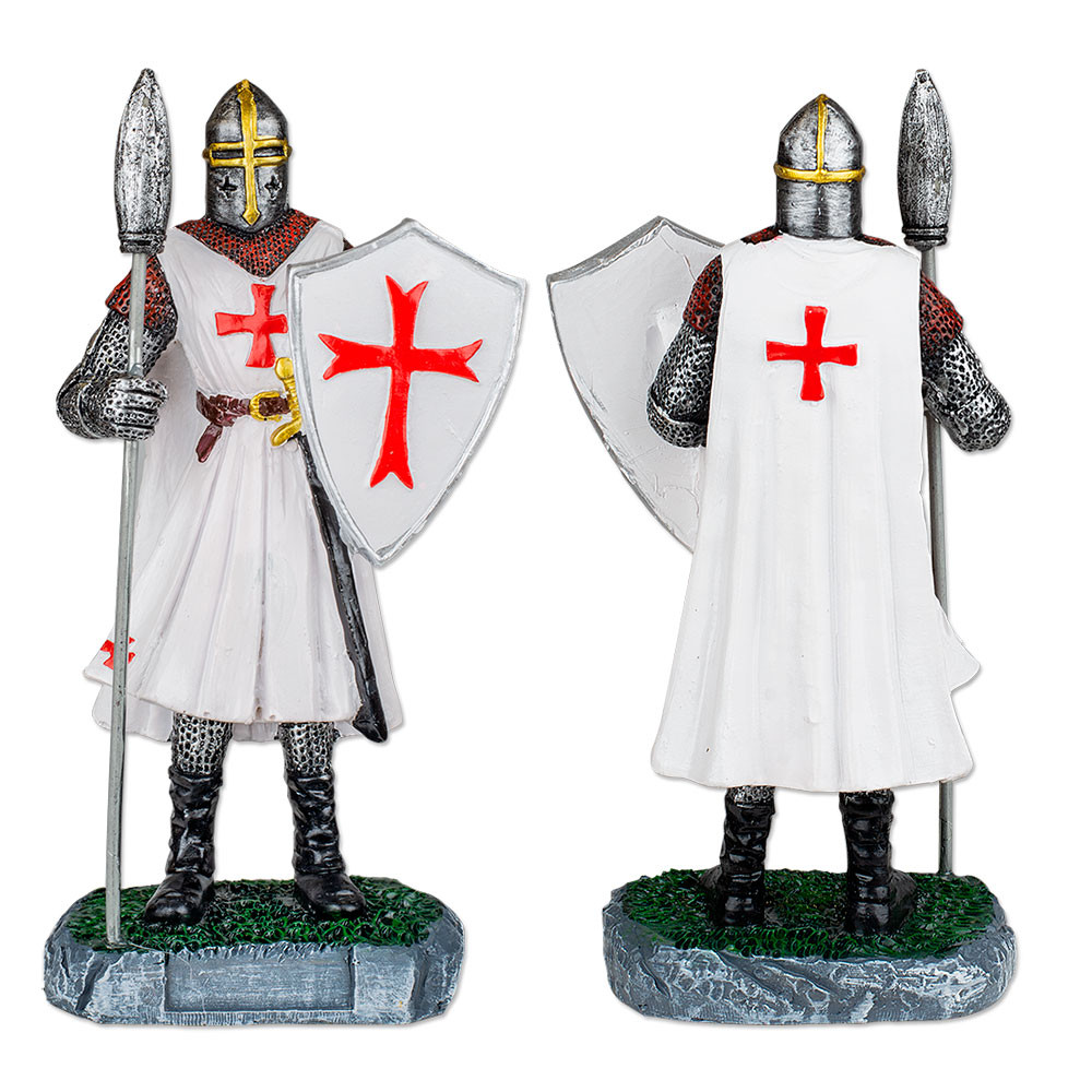 Templar knight miniature with shield and spear (12 cm.)