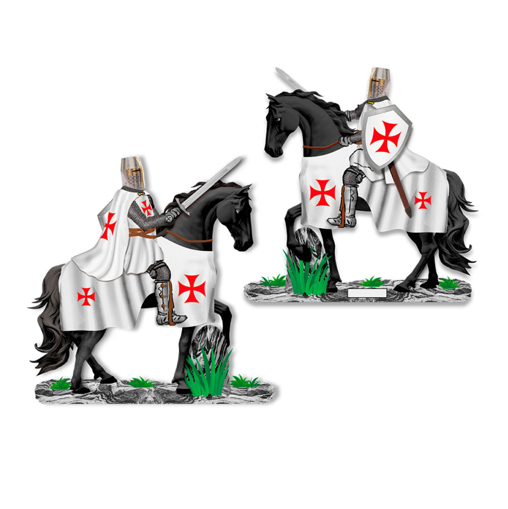 Templar knight on horseback with sword (20 cm.)